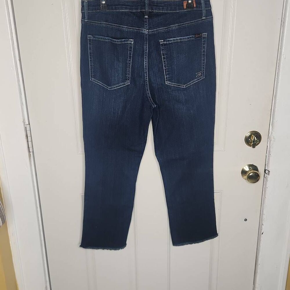 Seven7 dark denim raw hem cropped jeans women's size 12 - Picture 3 of 4